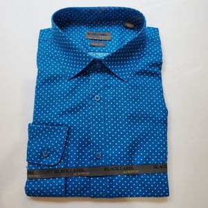 Ruffini Black Label men's long sleeve button down dress shirt Large blue